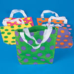 NEON POLKA DOT TOTE BAGS 8 3/4" X 8 1/4" 12 CT PACK
