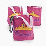 PRINCESS CANVAS TOTE BAG 8" X  8 1/2" 12 CT PACK