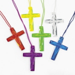 Bulk Plastic Crystal Cross Necklaces<br>48 piece(s)
