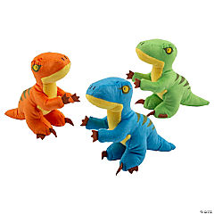 Multicolored Stuffed Dinosaur Velociraptors<br>1 dozen