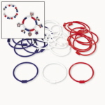 RED WHITE & BLUE PONY BEAD BRACLETS 24 CT PACK