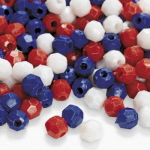 RED WHITE & BLUE PLASTIC BEAD MIX 500 PC BAG