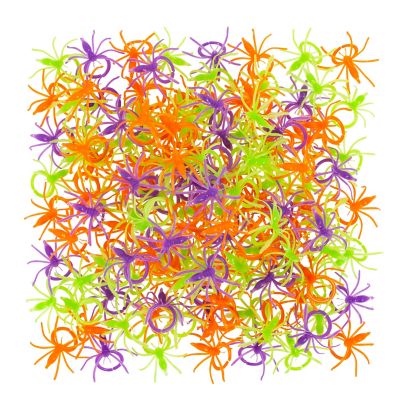 Assorted Neon Color Plastic Halloween Spider Rings