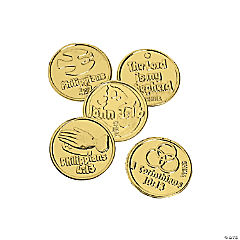 Bulk Bible Verse Goldtone Plastic Coins<br>144 piece(s)