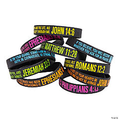 Bulk Bible Verse Black Rubber Bracelets<br>100 piece(s)