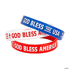 Bulk Religious Patriotic Rubber Bracelets<br>100 piece(s)