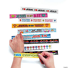 Bulk Religious Sayings & Icons Slap Bracelet Assortment<br>50 piece(s)