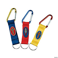 Religious Metallic Clip Key Chains<br>1 dozen