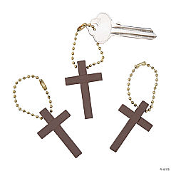 Wood Cross Key Chains<br>1 dozen
