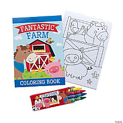 Fantastic Farm Coloring Books w/Crayons<br>12 sets