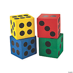 Jumbo Primary Colors Foam Dice<br>1 dozen