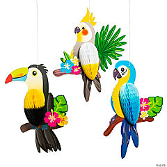 Hanging Tropical BIrd Decorations<br>3 piece(s)