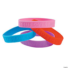 Jesus Loves Me Rubber Bracelets<br>24 piece(s)