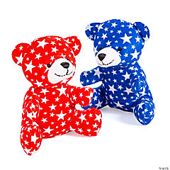 Patriotic Star Print Stuffed Bears<br>1 dozen