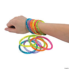 Plastic Water Glitter Bracelets<br>1 dozen
