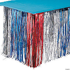 Patriotic Metallic Fringe Tableskirt<br>Each