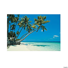 Tropical Beach & Palm Trees Backdrop Banner<br>Each